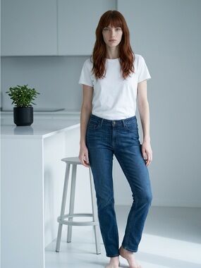 Classic Blue Denim Lee Washed Casual Trendy Jeans Size M